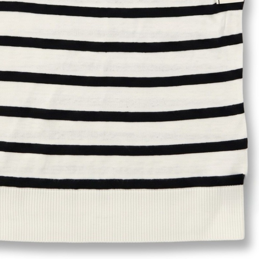 A New Day Sweater Vest Women XL Ivory Black Striped Sleeveless Knit Crewneck Top - Picture 7 of 8